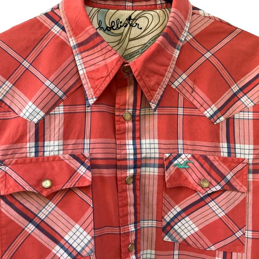 HOLLISTER WESTERN STYLE PEARL SNAP LONG SLEEVE SIZE M